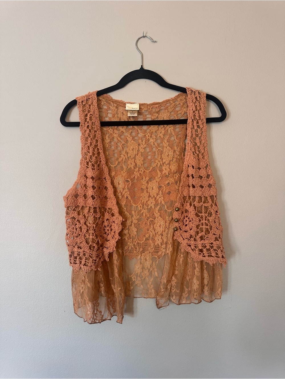 Boho Crochet Lace Open Front Vest